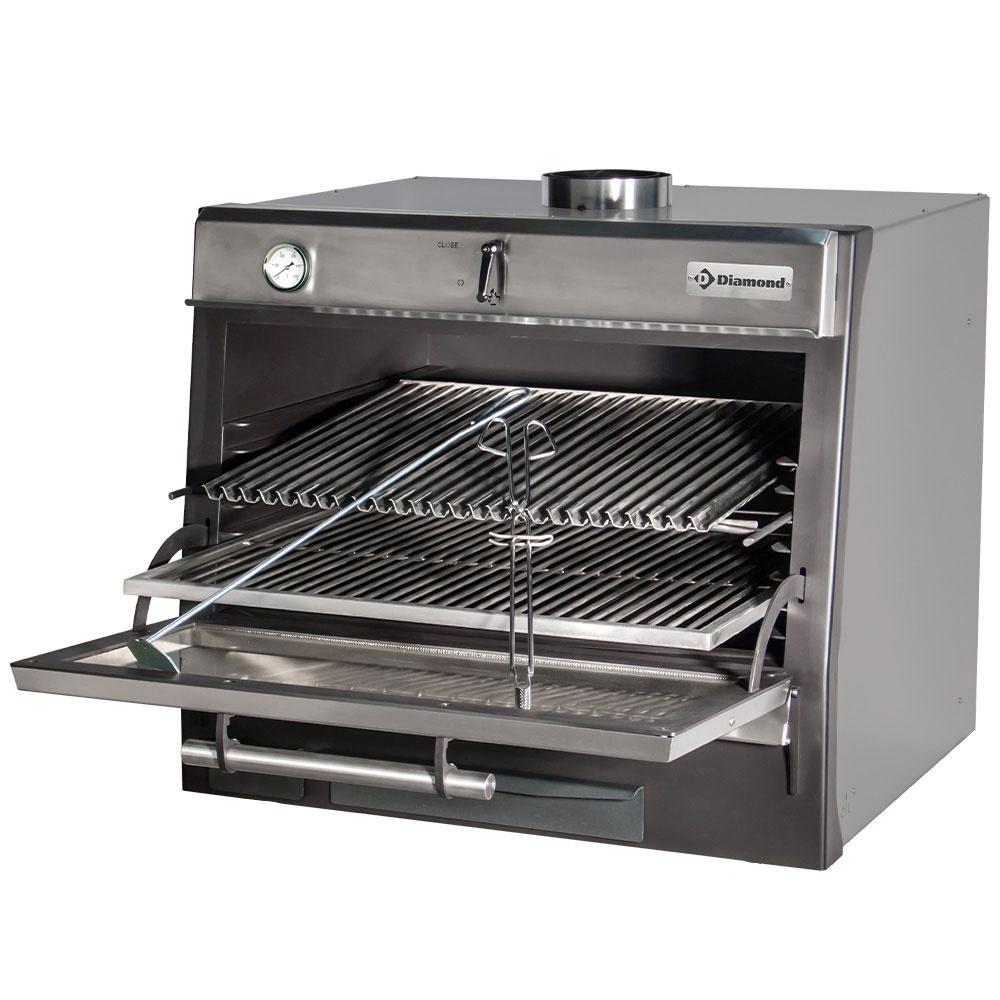 CBQ-075/SS | Four-BBQ à charbon, GN 1/1 + GN2/4 (75 Kg/h)/Inox
