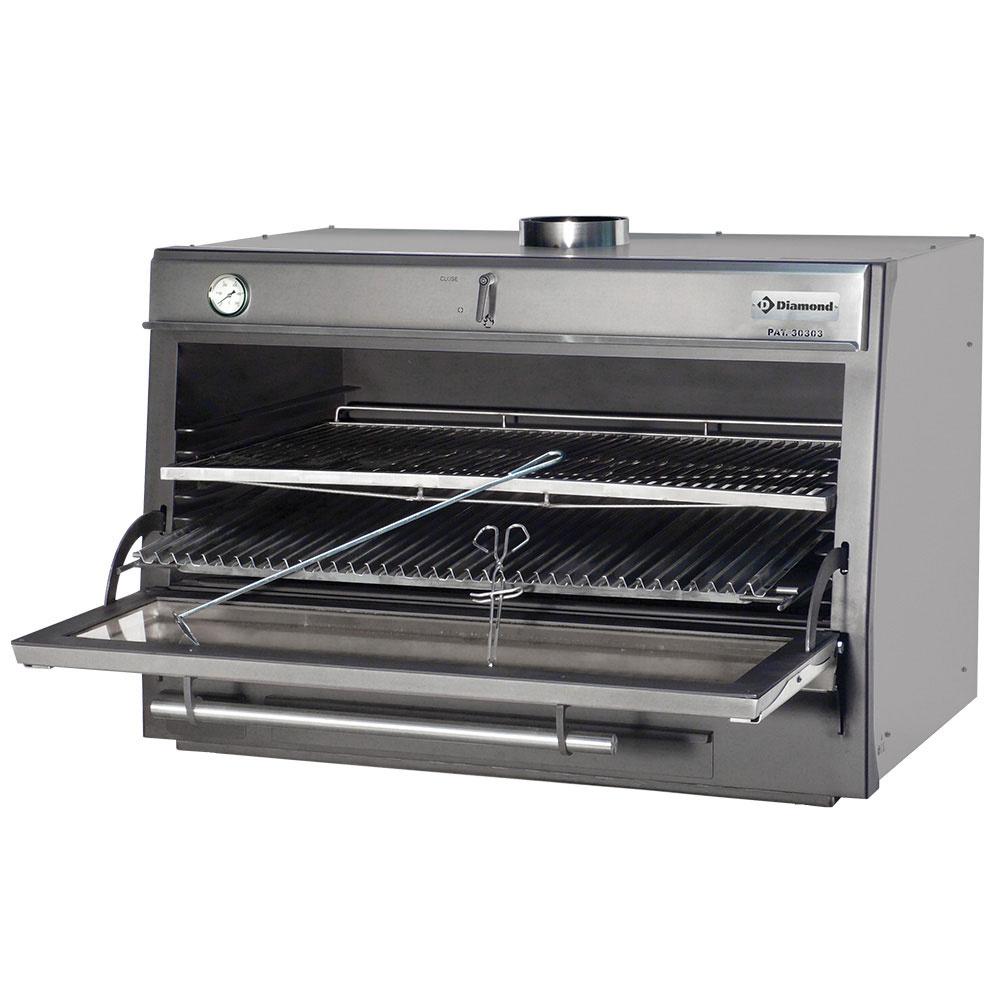 CBQ-120/SS | Houtskooloven-BBQ, GN 2/1 + GN1/1 (150 Kg/h)/Roestvrij staal