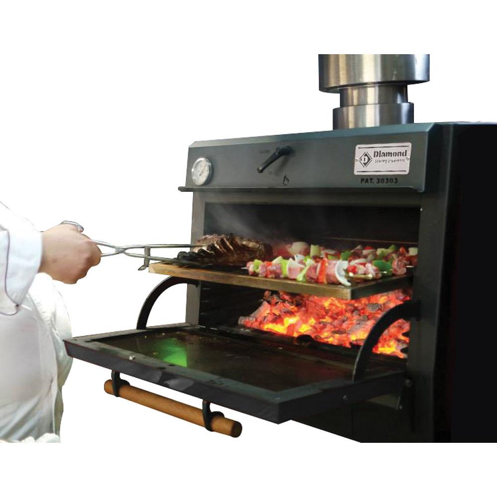 CBQ-120/SS | Houtskooloven-BBQ, GN 2/1 + GN1/1 (150 Kg/h)/Roestvrij staal