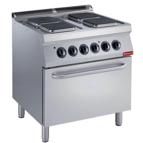 E17/4PQF8-N | Elektrisch fornuis 4 vierkante platen, elektrische oven GN 2/1