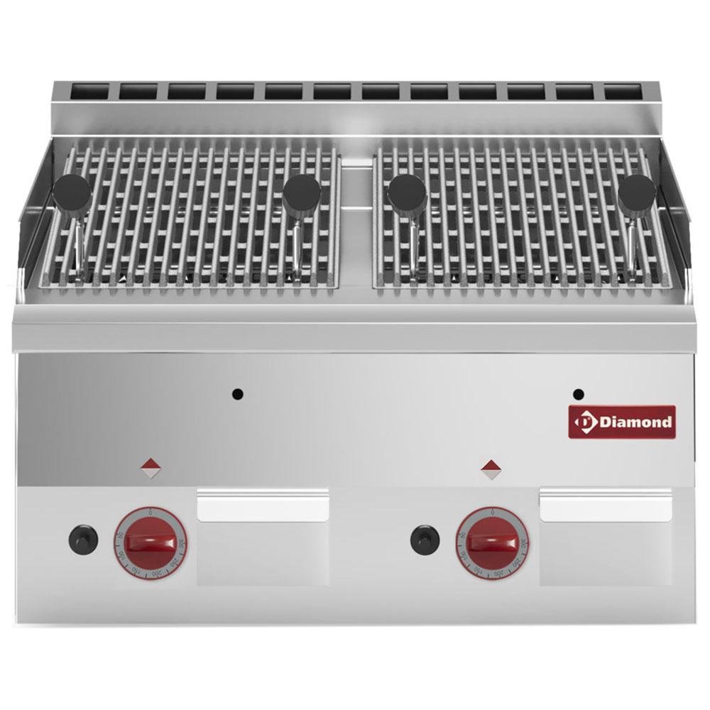 G60/GPL6T-N | Grill pierres de lave gaz avec grille de cuisson en fonte -Top-