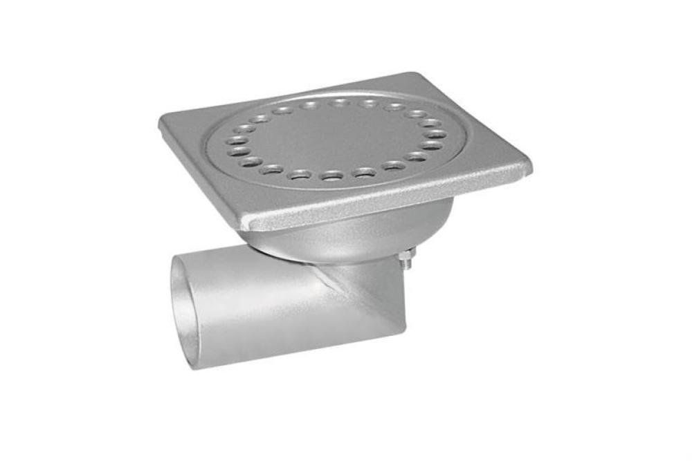 FMC-1002-000 | RVS VLOERAFVOERPUT 100X100MM ZIJDELINGSE AFVOER 40MM