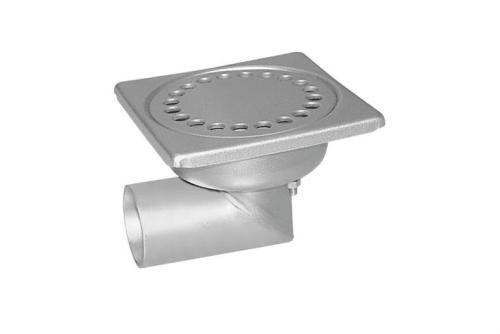 FMC-1002-000 | RVS VLOERAFVOERPUT 100X100MM ZIJDELINGSE AFVOER 40MM