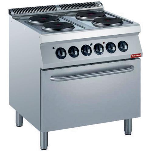 E17/4PF8-N | Elektrisch fornuis 4 platen, elektrische oven GN 2/1