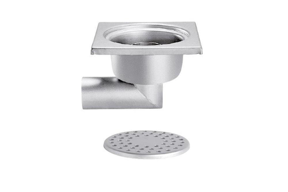 FMC-3106-000 | RVS VLOERAFVOERPUT 200X200MM ZIJDELINGSE AFVOER 63MM