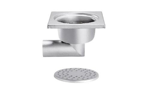 FMC-3106-000 | RVS VLOERAFVOERPUT 200X200MM ZIJDELINGSE AFVOER 63MM