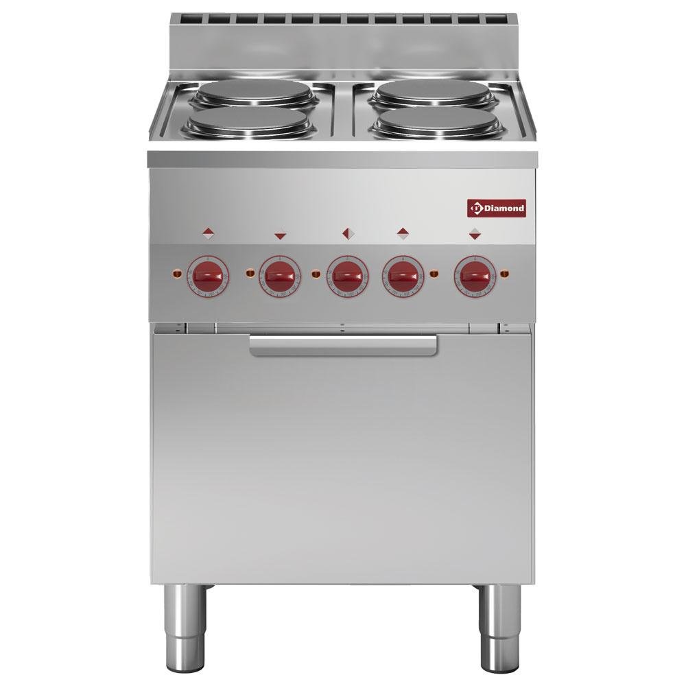 E60/4PFV6-N | Fornuis 4 kookplaten en elektrische convectie-oven GN 2/3