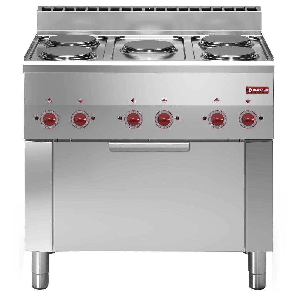 E60/5PFV9-N | Fornuis 5 kookplaten en elektrische convectie-oven GN 1/1
