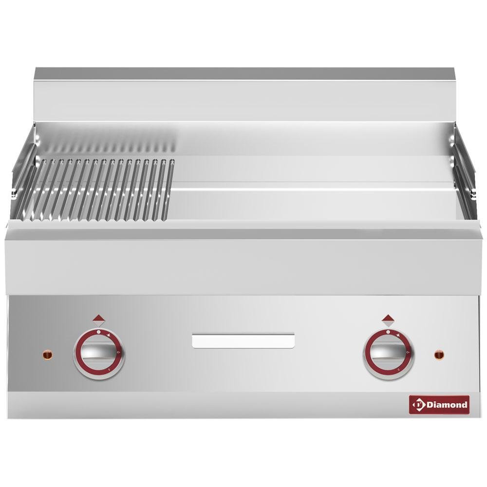 E65/PMCD7T-230V/3-N | Elektrische braadplaat 2/3 glad en 1/3 gegroefd -top- "Alpha 650"