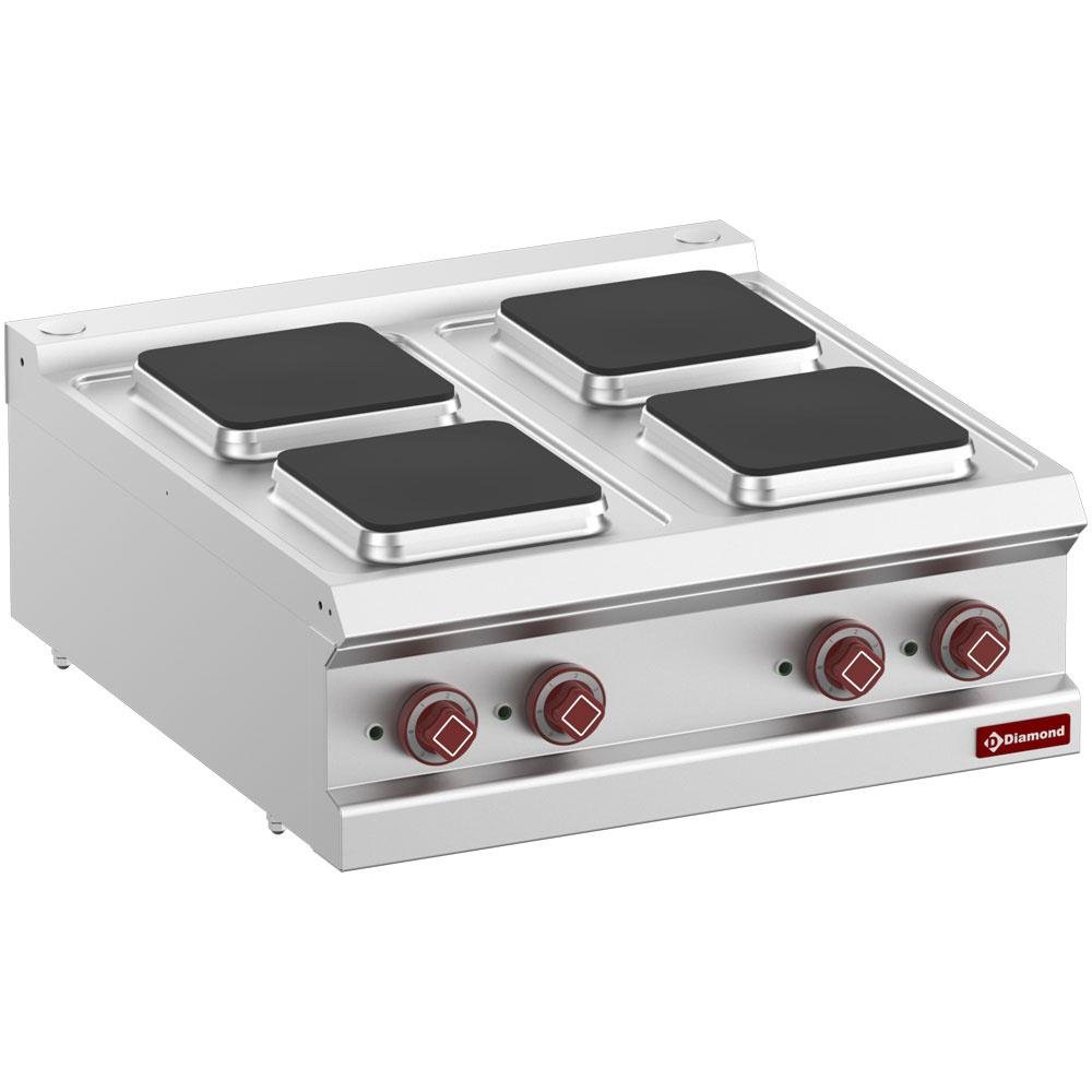 E7/4PQ7T-N | Cuisinière électrique 4 plaques carrées -Top-