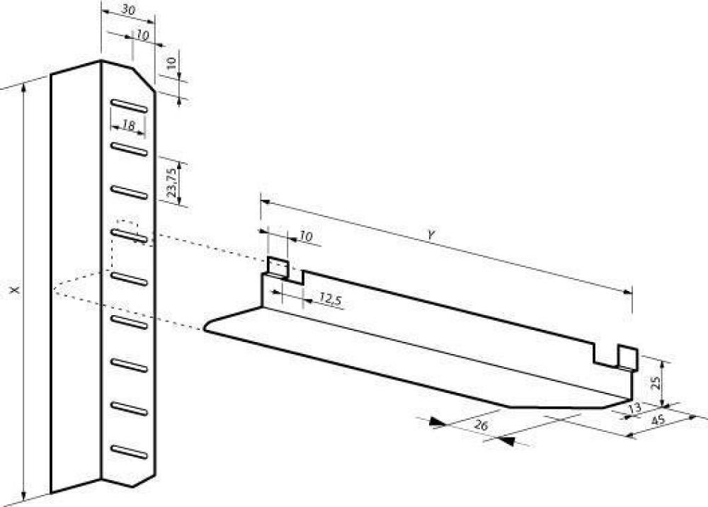 VCS-1900-000 | RVS STELLIJST 1900MM PERFORATIE 23MM