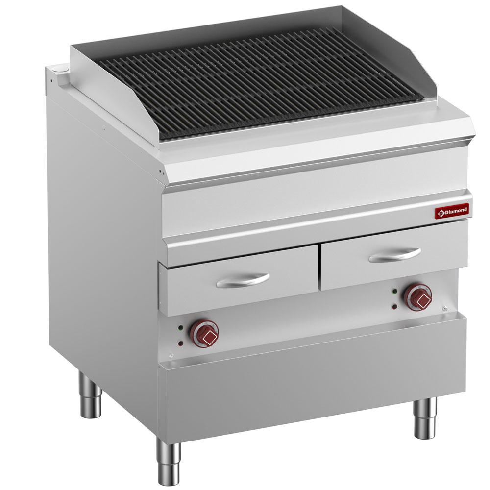 E7/GVQA8-N | Grill Vapeur électrique, grille en fonte "double face", module 1/1