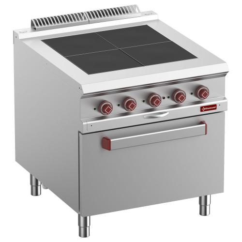 E9/4SPF8-N | Elektrisch fornuis met 4 verlaagde kookplaten op oven GN 2/1