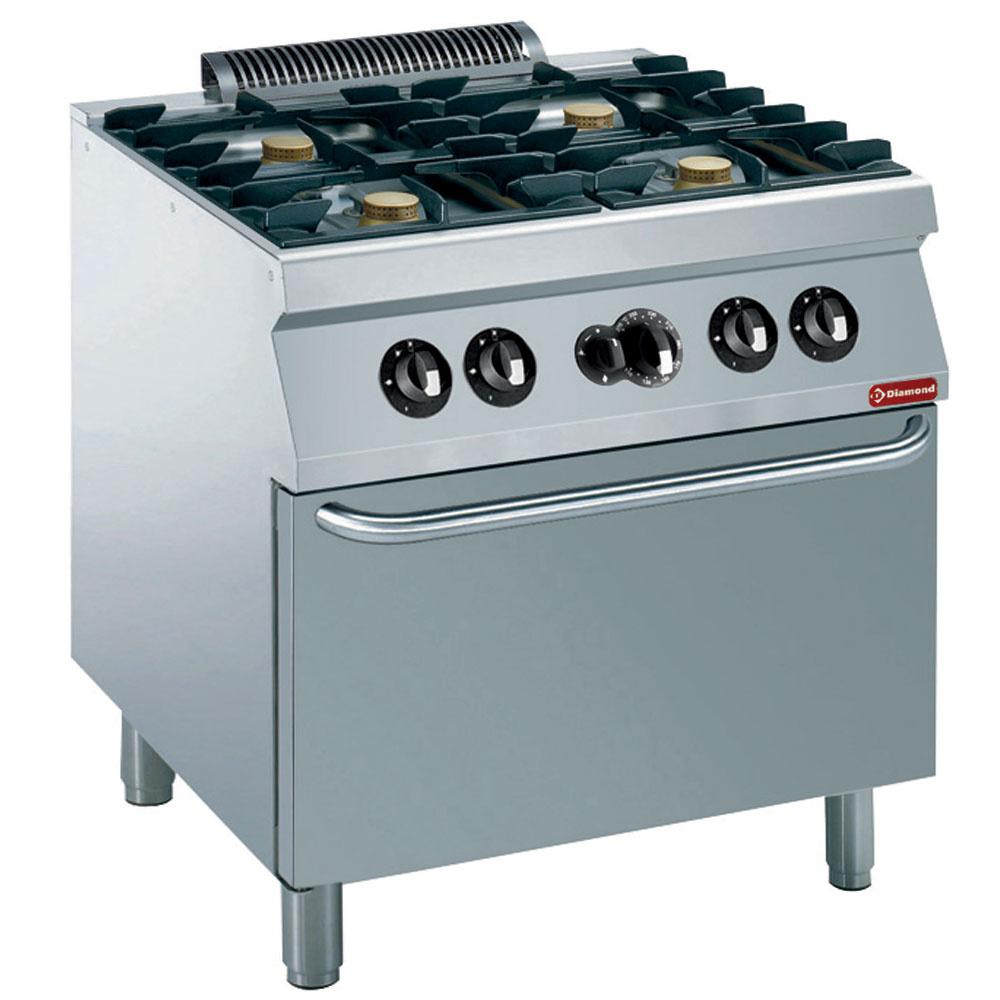 G17/4BF8-N | Fornuis 4 vuren 5,5 kW, gas oven GN 2/1