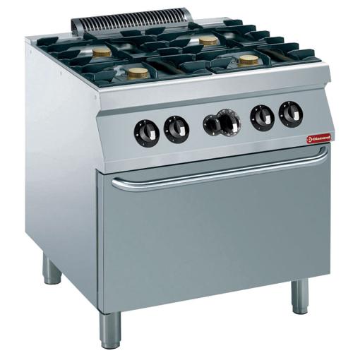 G17/4BF8-N | Fornuis 4 vuren 5,5 kW, gas oven GN 2/1