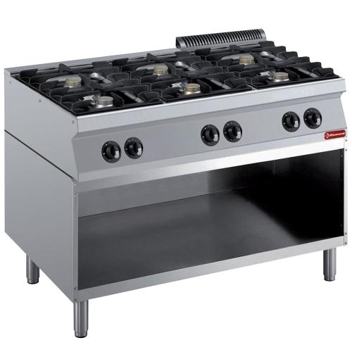 G17/6BA12-R | Fourneau composé: 6 feux vifs & soubassement ouvert