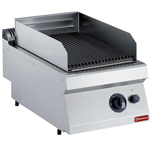 G17/GPL4T-NG | Grill pierre de lave gaz, grille en fonte 1/2 mod -TOP-