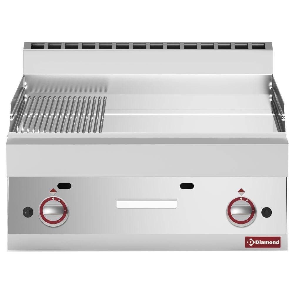 G65/PMCD7T-N | Plaque de cuisson gaz 2/3 lisse - 1/3 rainurée -Top- chrome dur "50 µm"