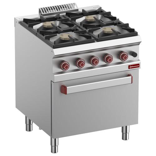 G7/4BF7-N | Fourneau 4 feux vif, four gaz GN 2/1