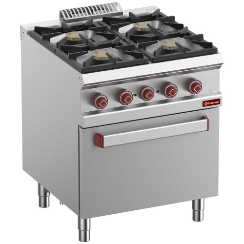 G7/4BFE7-N | Gasfornuis 4 gasbranders, elektrische oven GN 2/1
