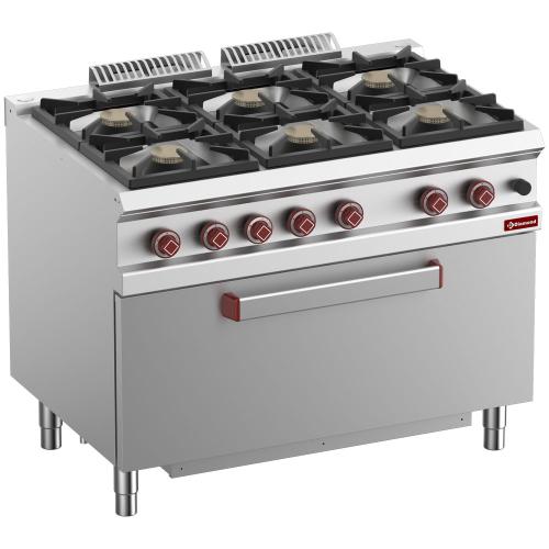 G7/6BFM11-N | Fourneau 6 feux vifs, four maxi gaz 1 grande porte