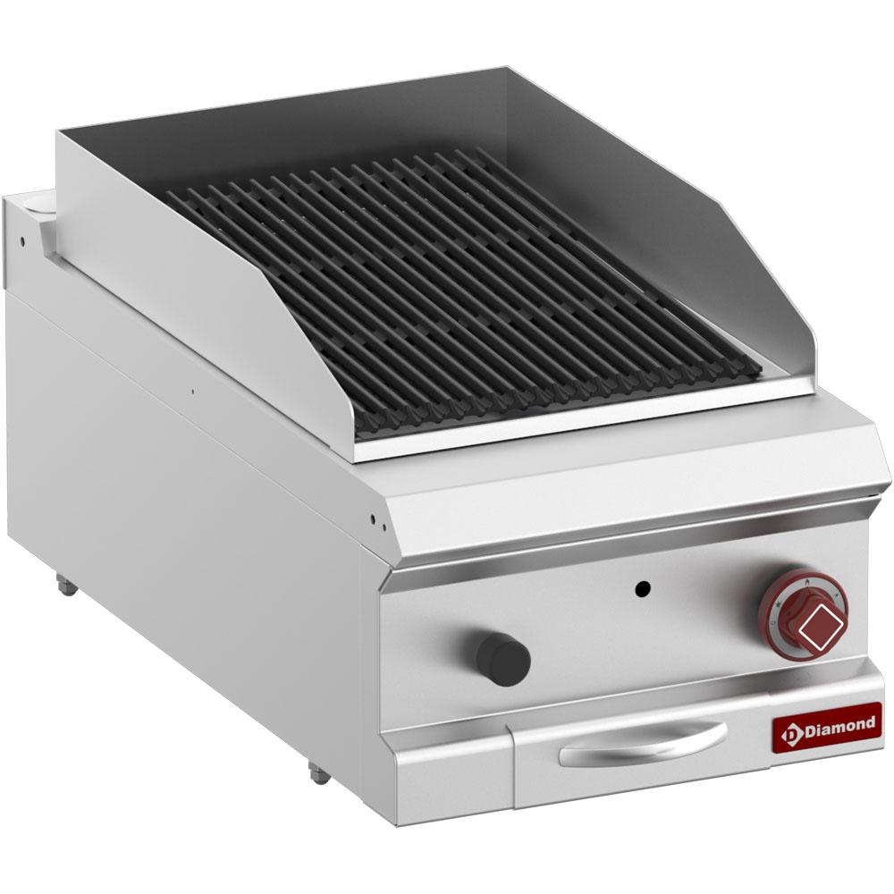 G7/GPL4T-ZN | Lavasteengrill, module 1/2, rooster in gietijzer "dubbelzijdig"-Top-