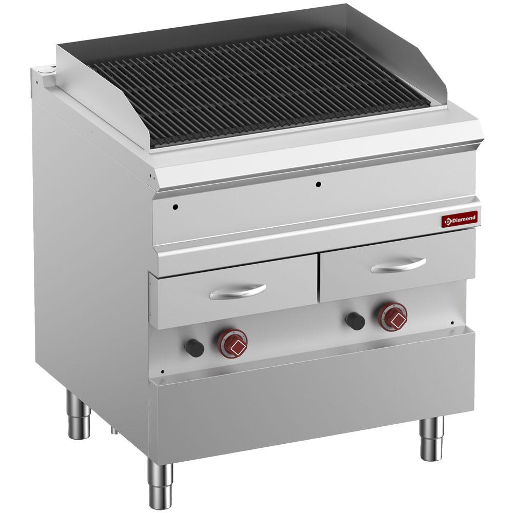 G7/GVQA8-N | Grill Vapeur gas, grille en fonte "double face", module 1/1