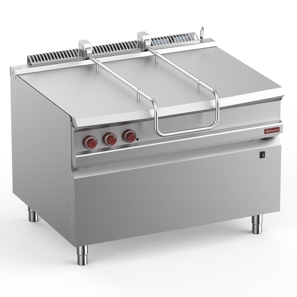 G9/BRI12-N | Kantelbare gasbraadpan, R.V.S. kuip 120 liter op meubel