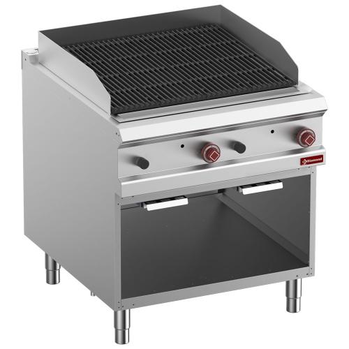 G9/GPLA8-ZN | Gaslavasteengrill, module 1/1, 2-zijdige gietijzeren rooster, open kast