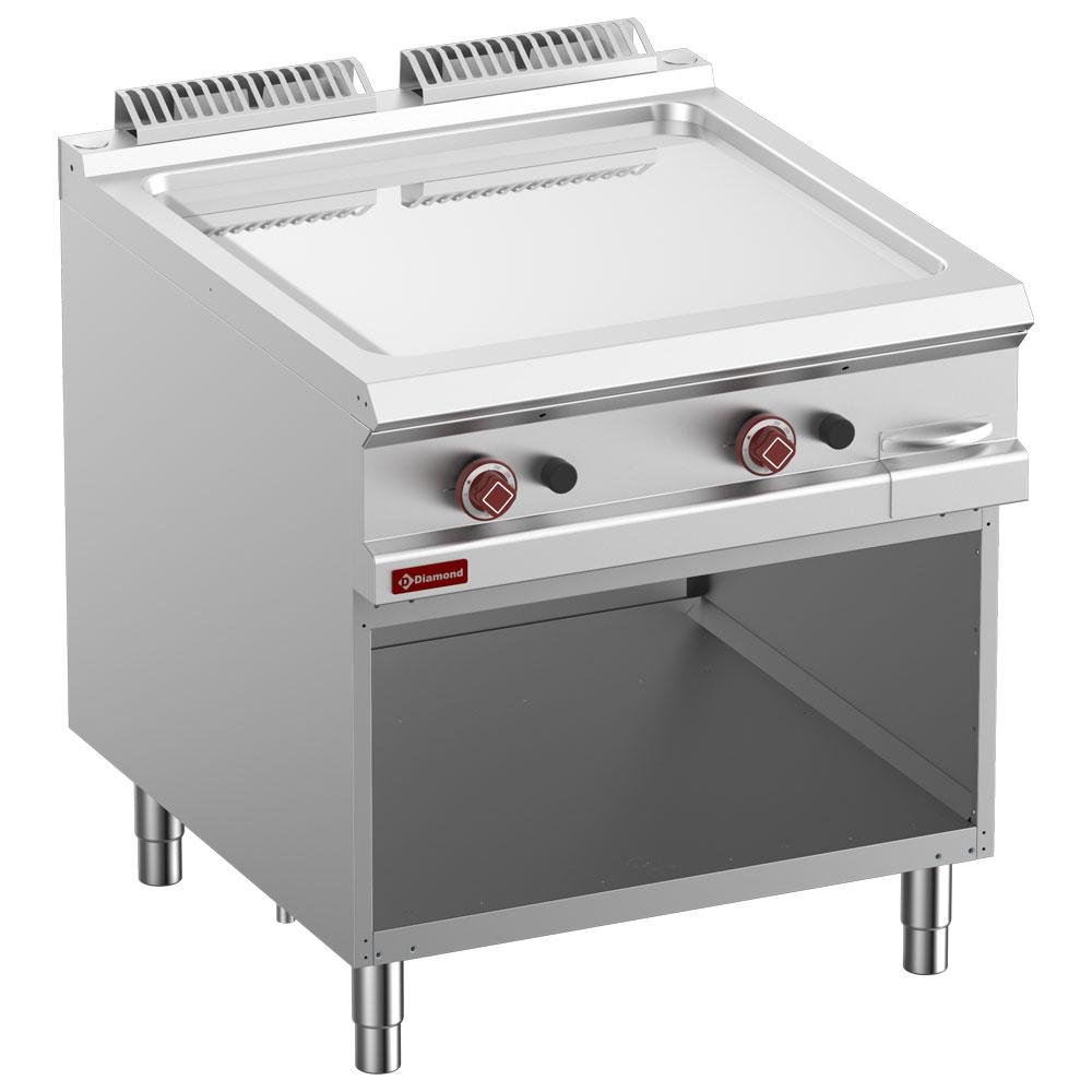 G9/PLCA8-N | Bakplaat op gas met vlakke verchroomde plaat, module 1/1, op open kast.