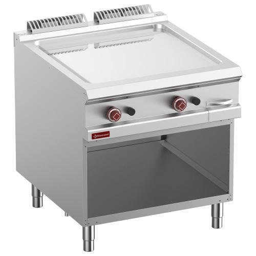 G9/PLCA8-N | Bakplaat op gas met vlakke verchroomde plaat, module 1/1, op open kast.