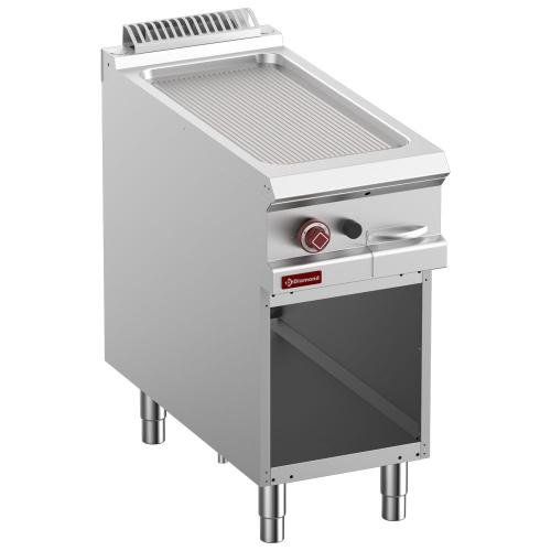 G9/PRA4-N | Plaque de cuisson rainurée gaz module 1/2, armoire ouverte