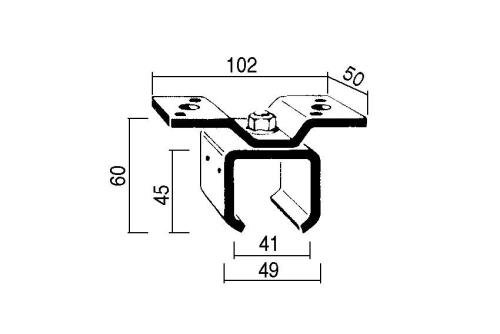 SRP-9017-000 | RVS SCHUIFRAILHOUDER VOOR PLAFONDBEVEST.