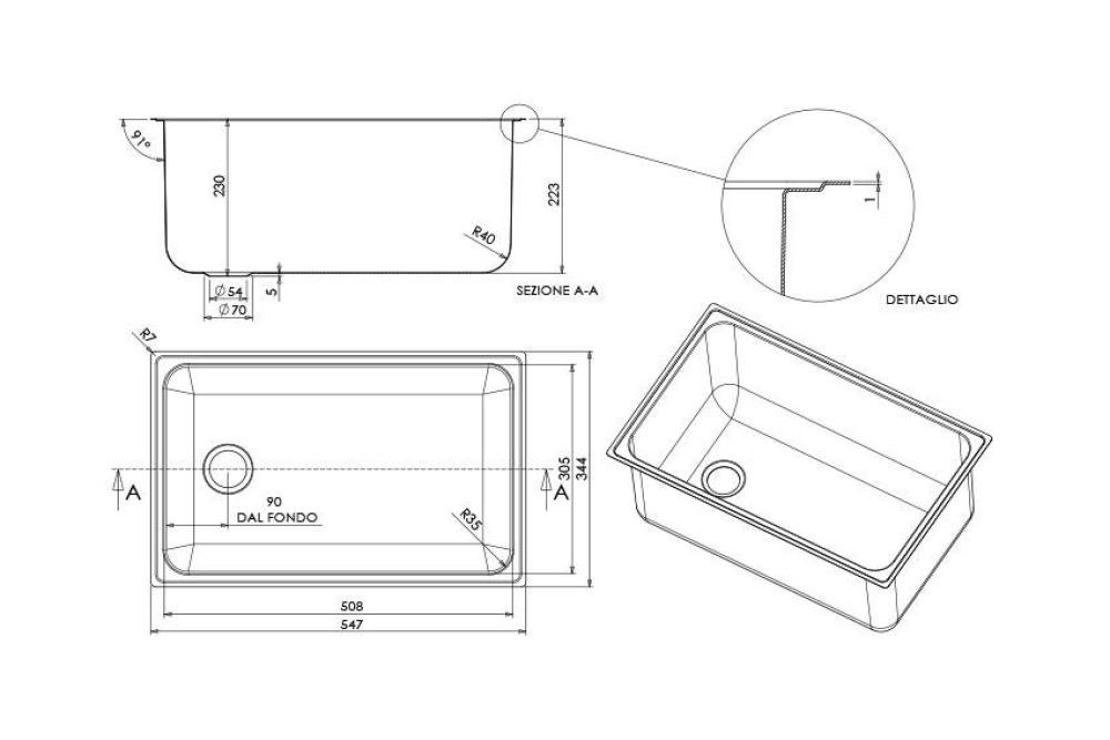 LCL-4090-000 | BAC BAIN-MARIE INOX GN 1/1 AVEC OUVERTURE 2'