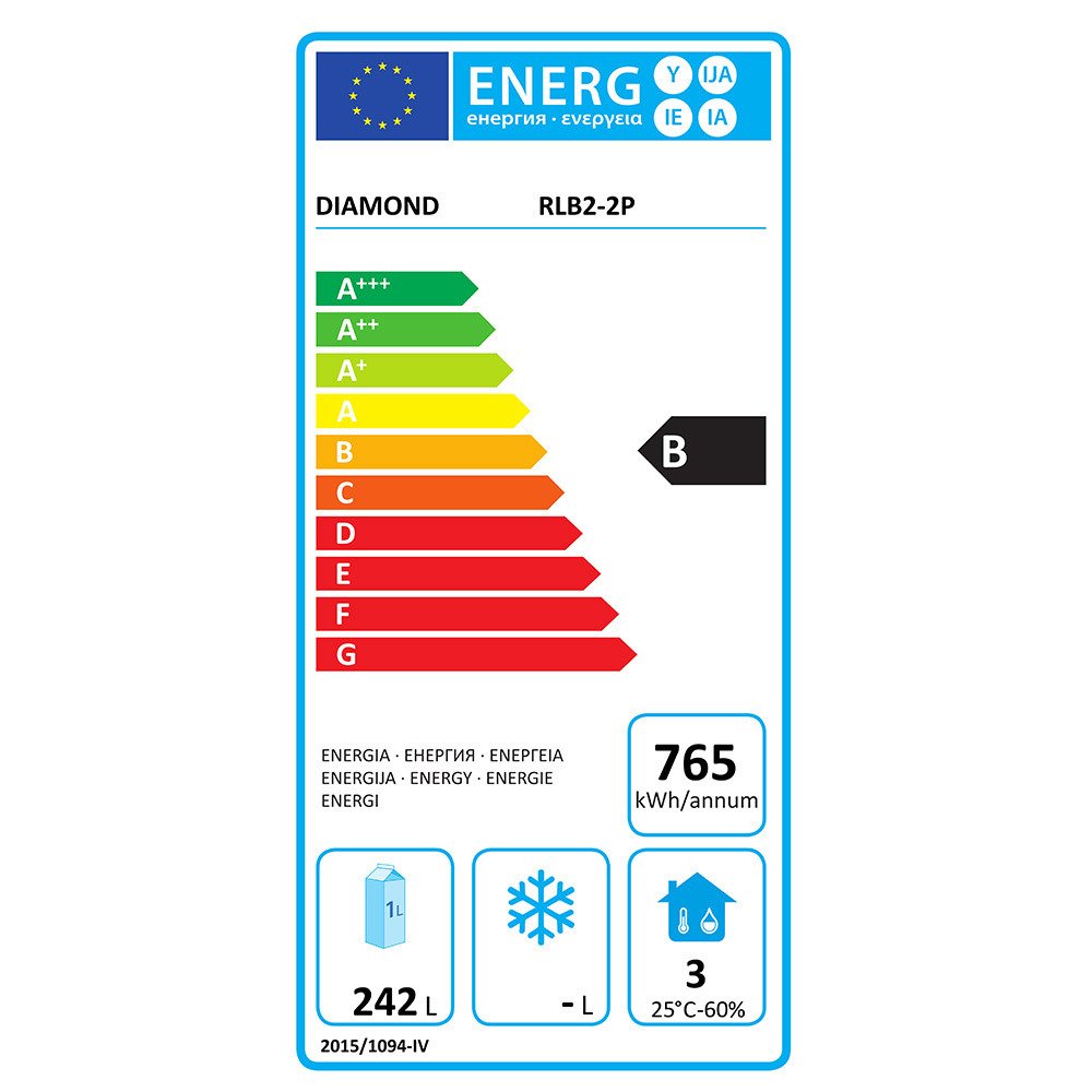 RLB2-2P | Refroidisseur de bouteilles 2 portes, 320 litres, pieds réglables