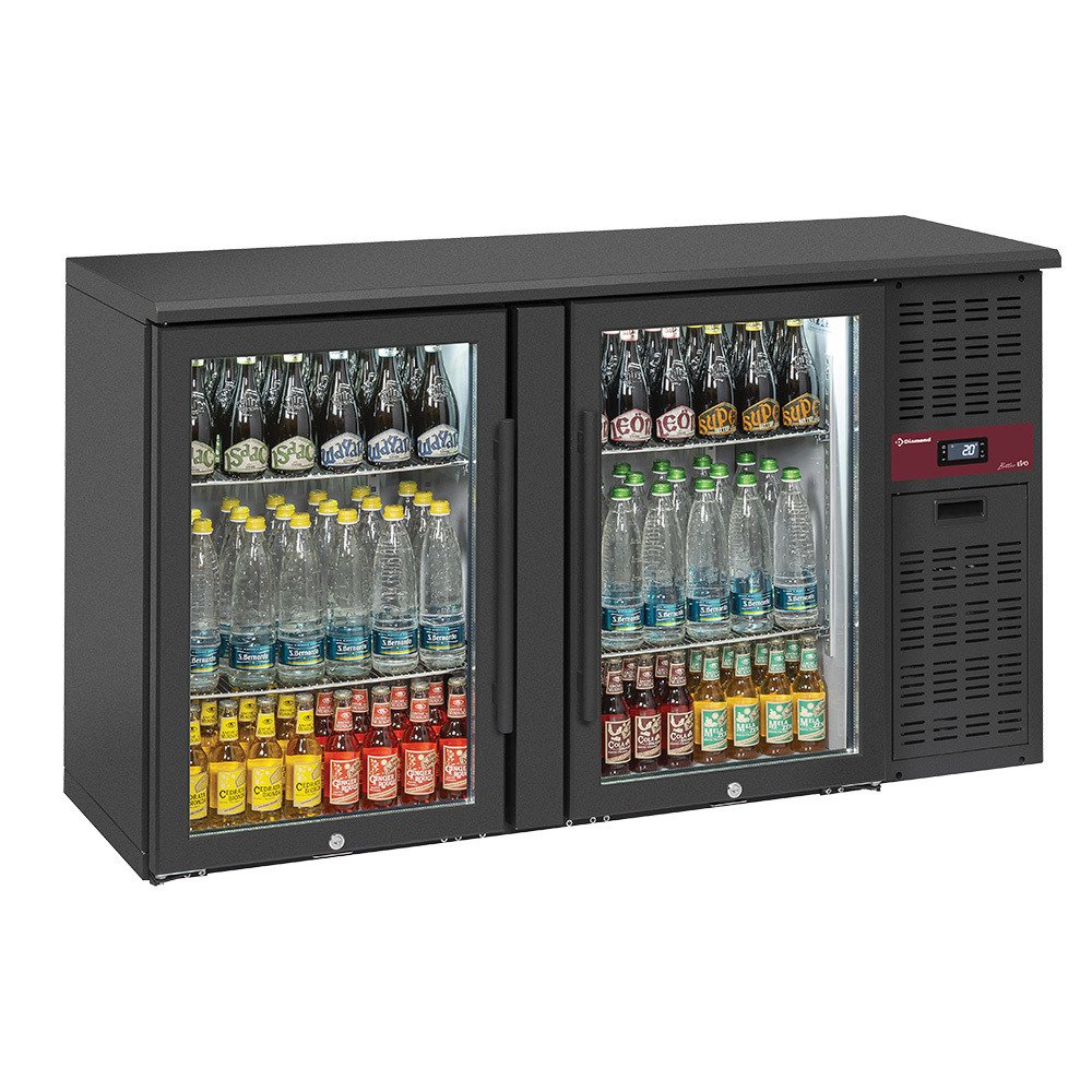 RLB2-2G | Flessenkoeler 2 glazen deuren, 320 liters, verstelbare poten