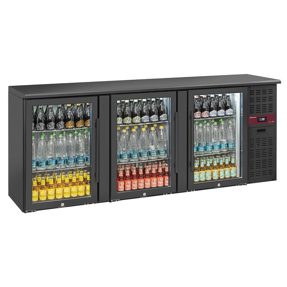 RLB3-3G | Refroidisseur de bouteilles 3 portes vitrées, 500 litres, pieds réglables