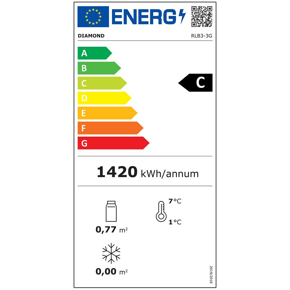 RLB3-3G | Refroidisseur de bouteilles 3 portes vitrées, 500 litres, pieds réglables