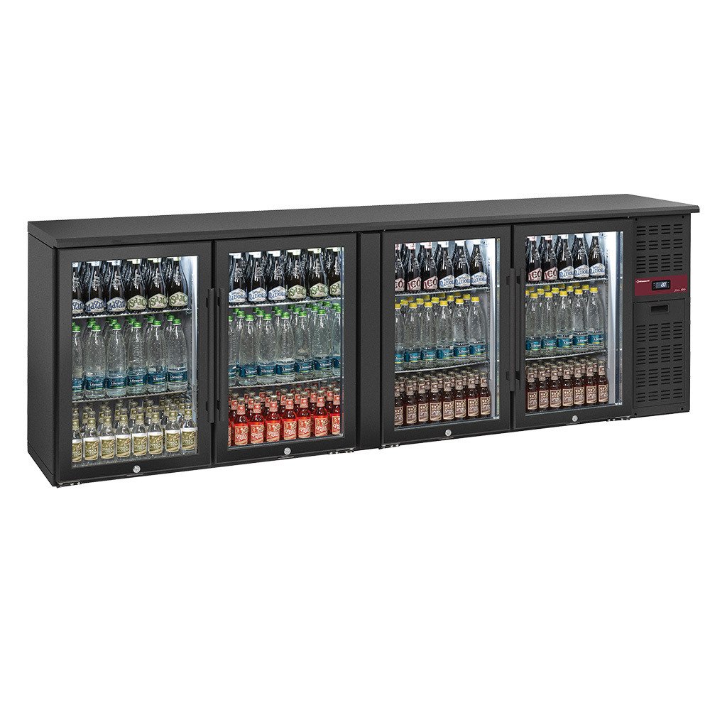 RLB4-4G | Refroidisseur de bouteilles 4 portes vitrées, 620 litres, pieds réglables