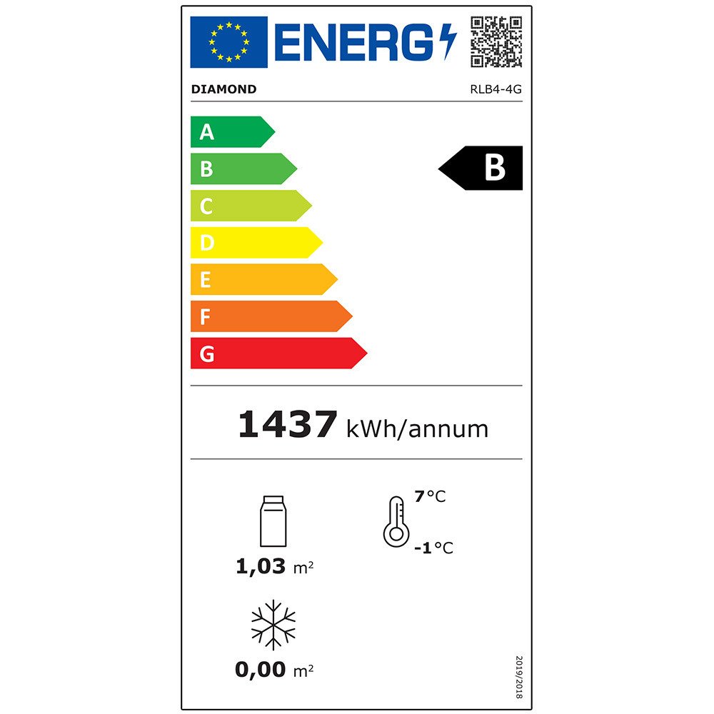RLB4-4G | Refroidisseur de bouteilles 4 portes vitrées, 620 litres, pieds réglables