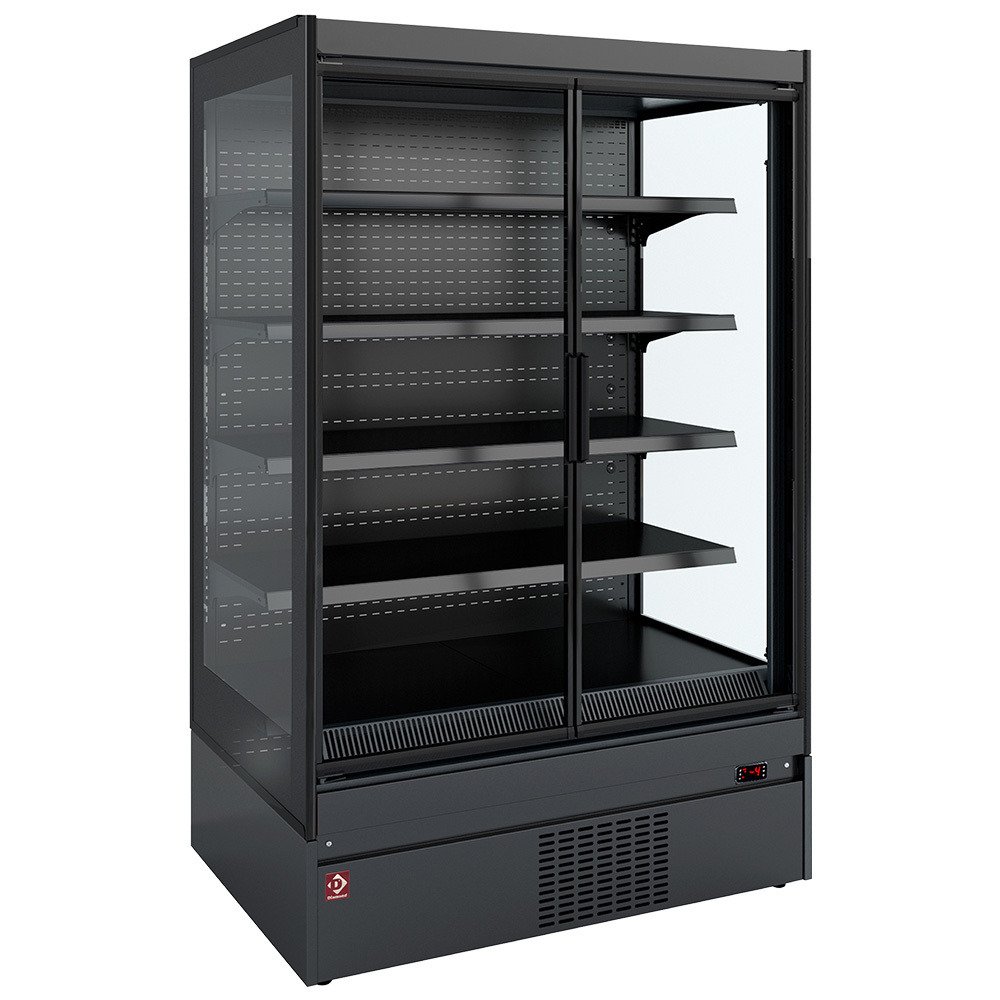 SCM14-C5 | Meuble mural réfrigéré, joues vitrée, libre-service, portes battantes - Déco NOIRE