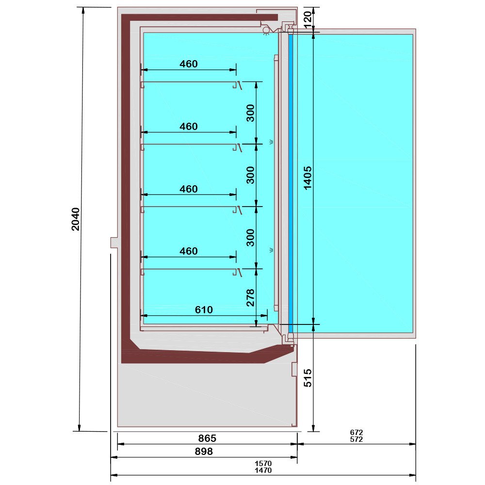 SCM14-C5 | Meuble mural réfrigéré, joues vitrée, libre-service, portes battantes - Déco NOIRE