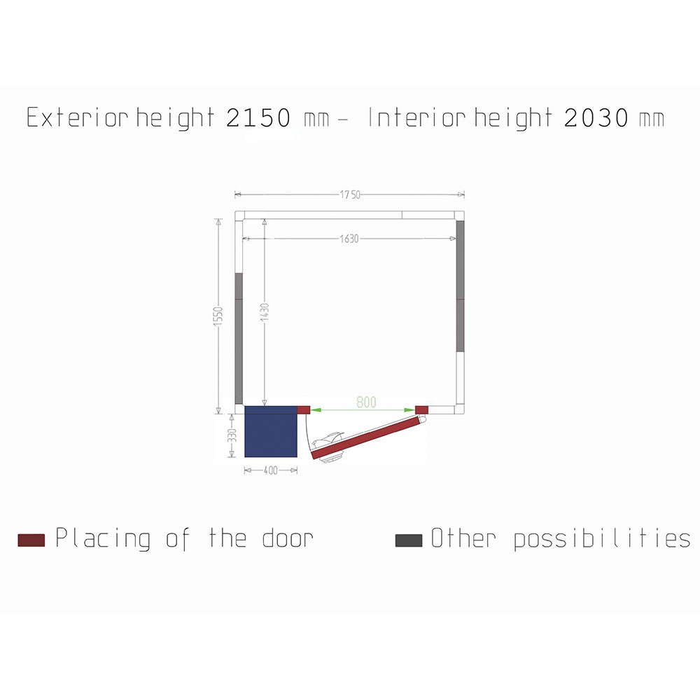 WR-C1916-6Q | Kamer ISO 60 met groep, afm. int. 1630 x 1430 x h2030 mm (4,73 m³ )