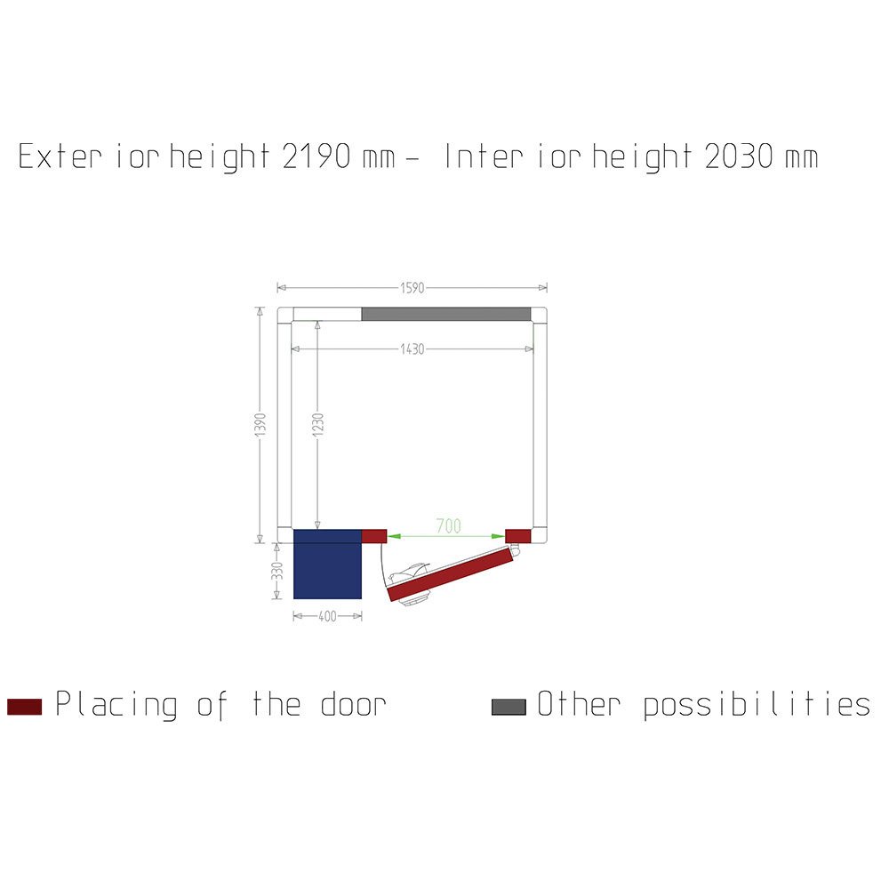 WR-Z1714-8S | Chambre ISO 80 avec groupe, dim.int. 1430 x 1230 xh 2030 mm (3,57 m³ )