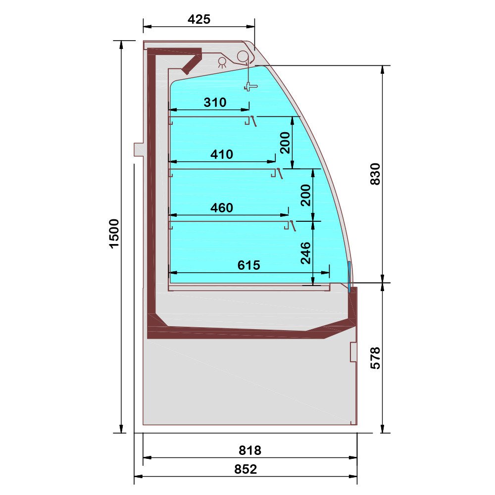 FRM19-G5 | Halfmuurkoelkast, zelfbediening, open, met gordijn - FULL BLACK
