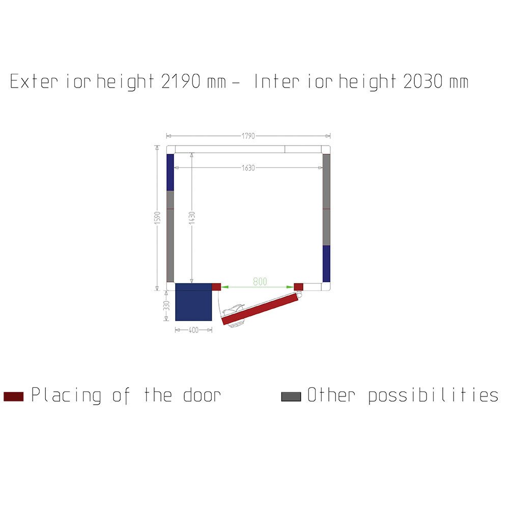 WR-Z1916-8T | Kamer ISO 80 met groep, afm. int. 1630 x 1430 x h2030mm (4,73m³)