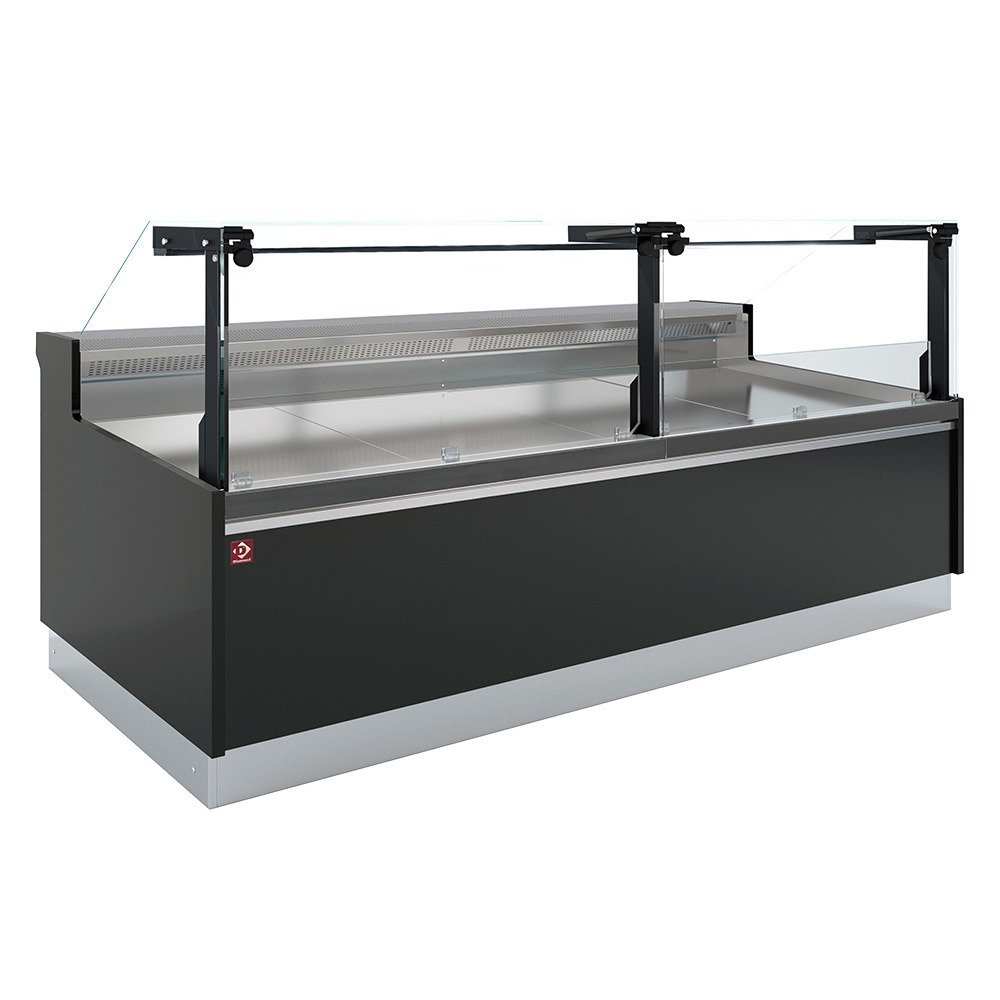 DPT13-V5 | Comptoir ventilé, avec réserve, vitre verticale 90° avec relevage à piston - FULL BLACK