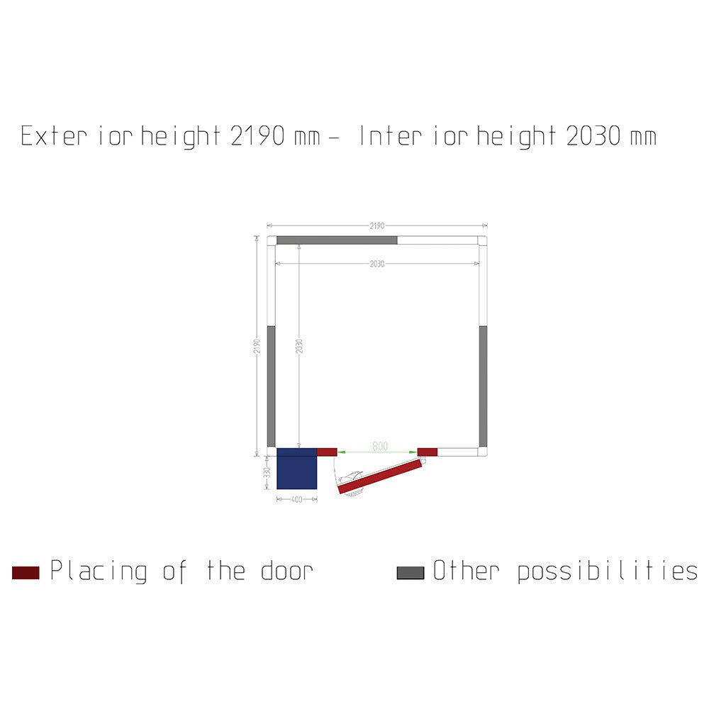 WR-Z2226-8V | Kamer ISO 80 met groep, afm. int. 2030 x 2030 x h2030mm (8,37m³)