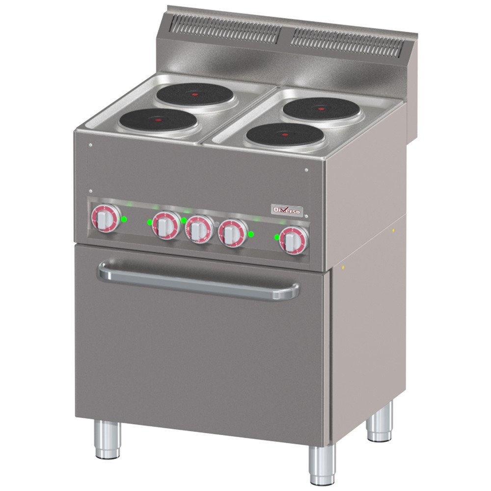 WR-E4CF-22 | Fourneau 4 plaques électriques sur four à convection GN1/1