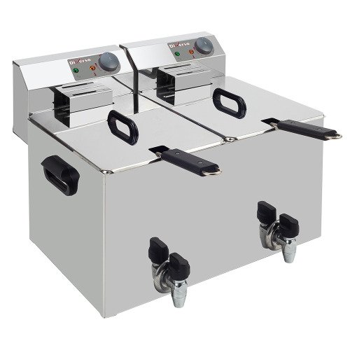 WR-EF16-D8 | Friteuse de table électrique 2x 8 litres + robinet de vidange